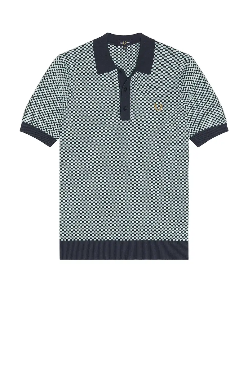 Fred Perry Chequerboard Knitted Polo Shirt | Thumbnail 6