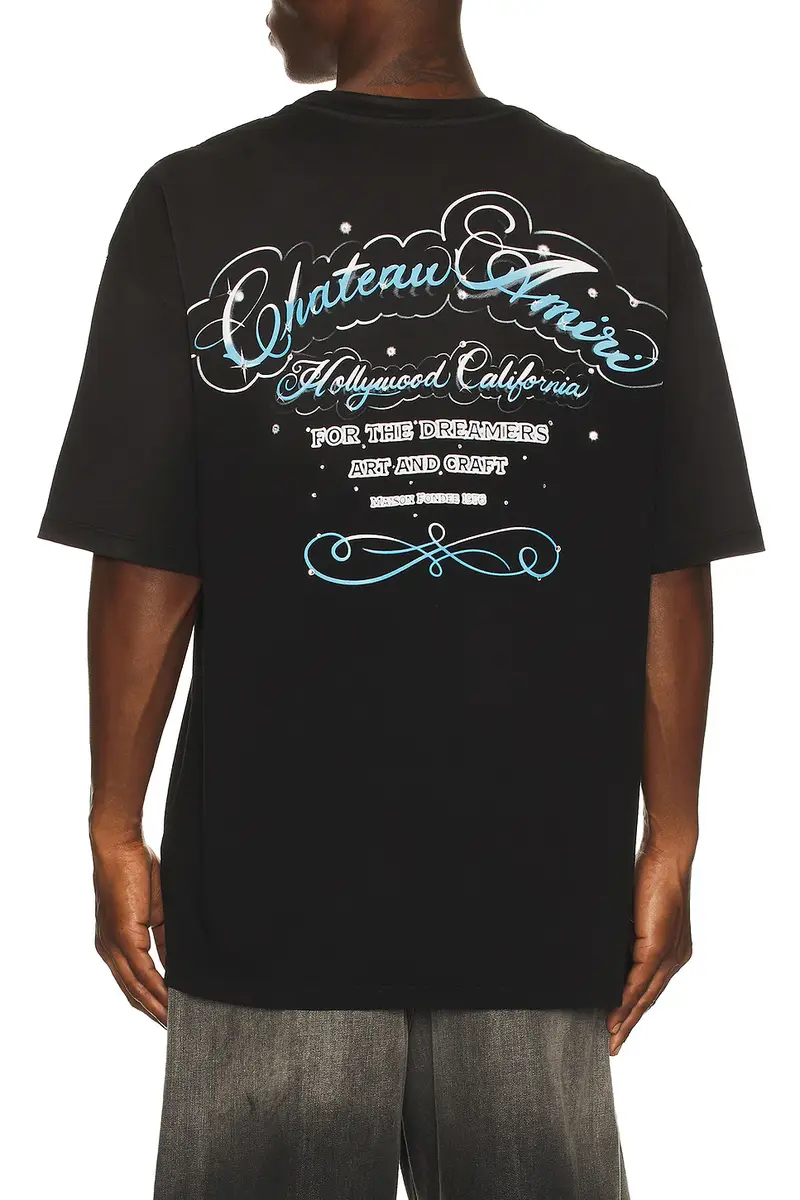 AMIRI Crystal Chateau Script Oversized Tee