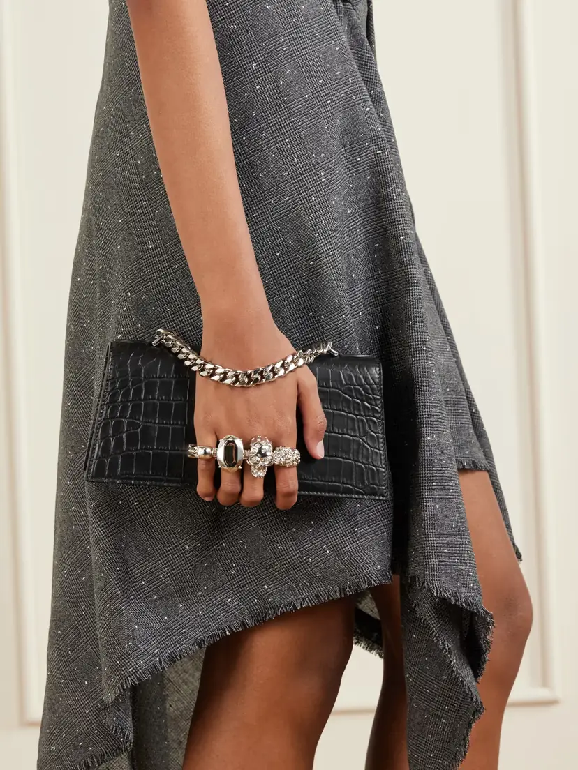 Alexander McQueen Jeweled Satchel Mini Embellished Croc-effect Leather Shoulder Bag | Thumbnail 2