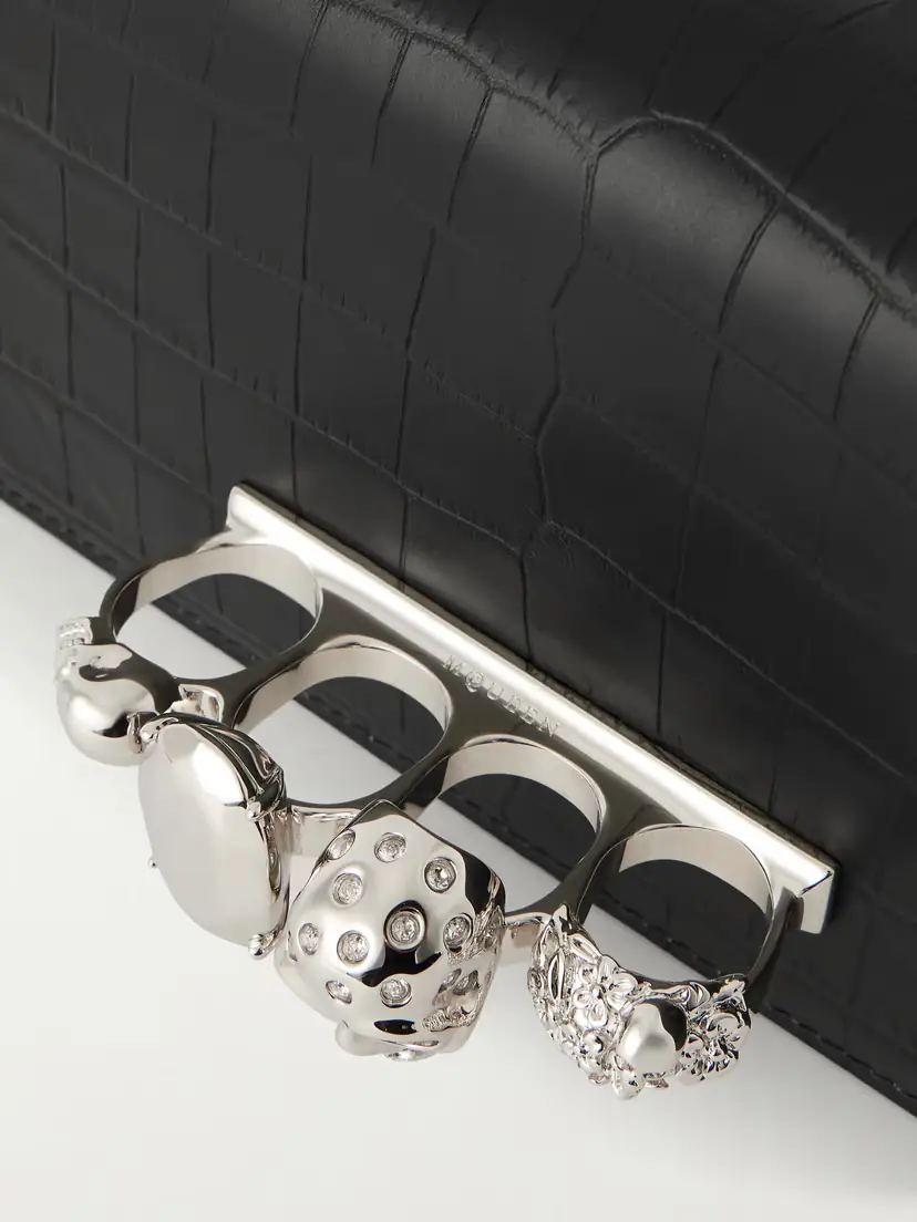 Alexander McQueen Jeweled Satchel Mini Embellished Croc-effect Leather Shoulder Bag | Thumbnail 5