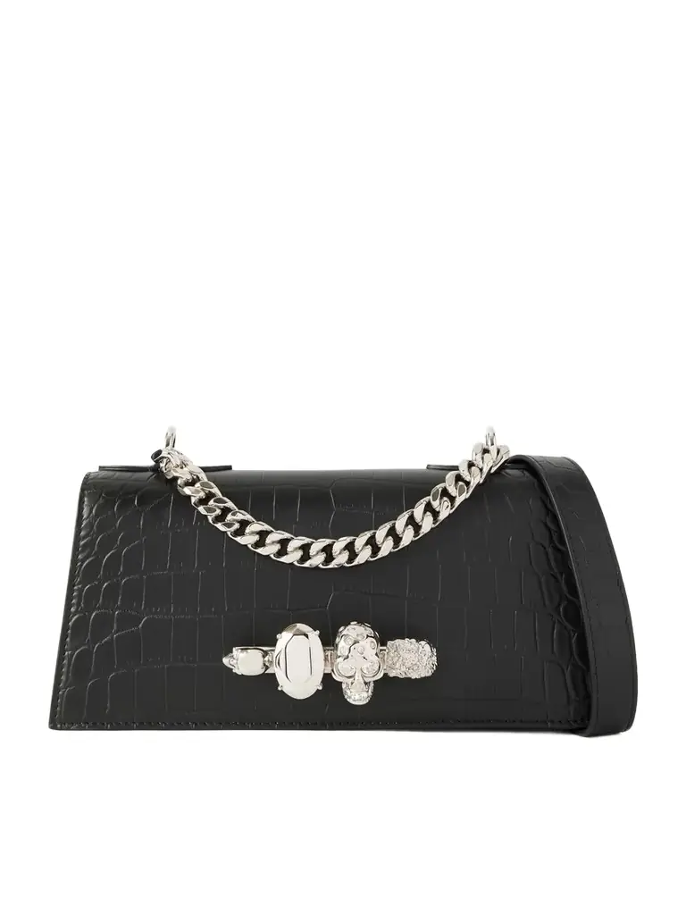Jeweled Satchel Mini Embellished Croc-effect Leather Shoulder Bag