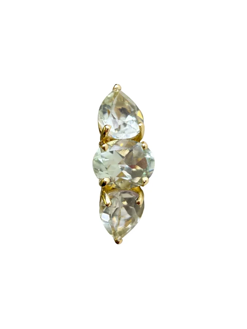 Wish Fine Jewelry 3.27ct Green Amethyst 18K Gold Three Stones Ear Cuff