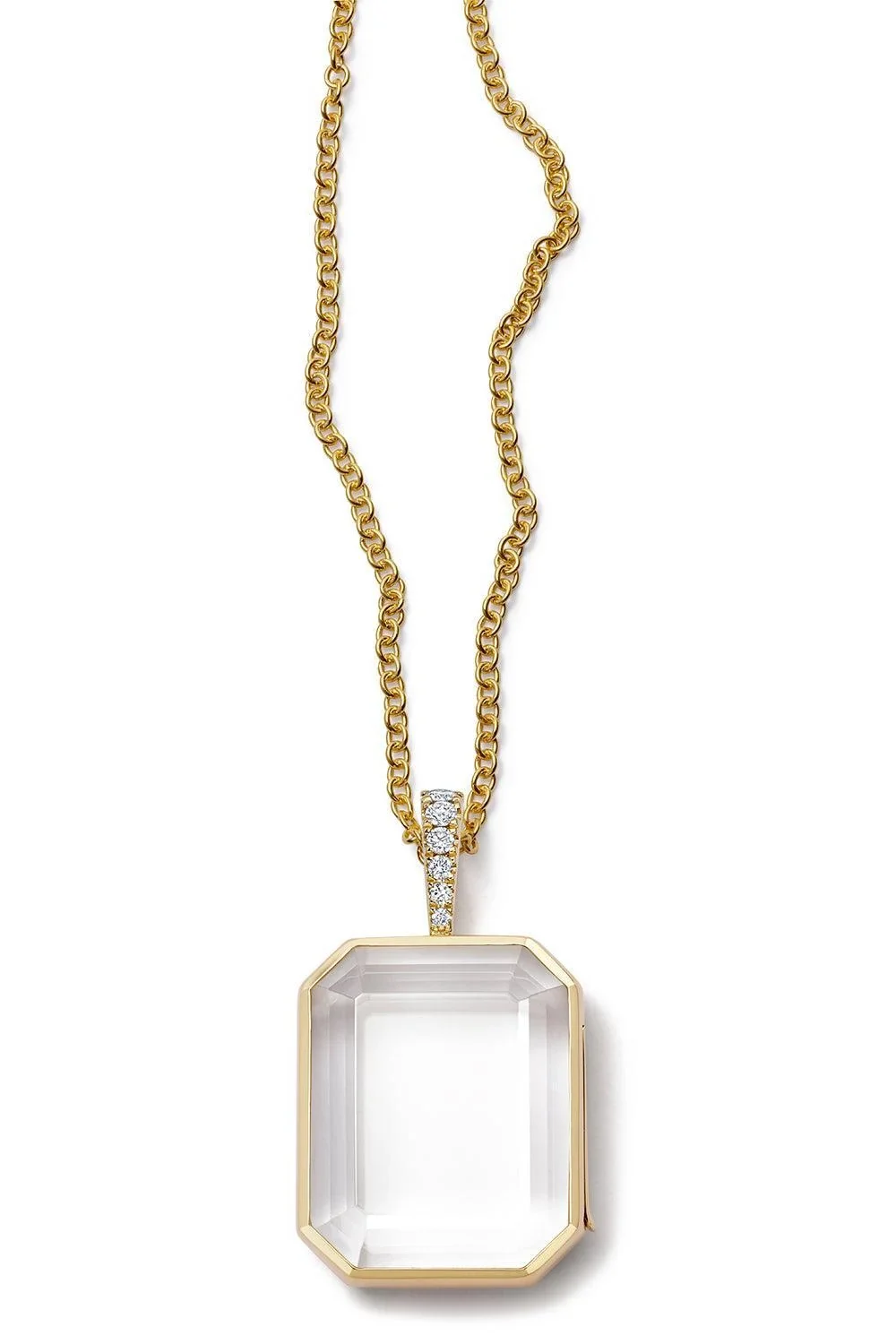 Diamond Baguette Rolo Chain Locket Diamond Baguette Rolo Chain Locket
