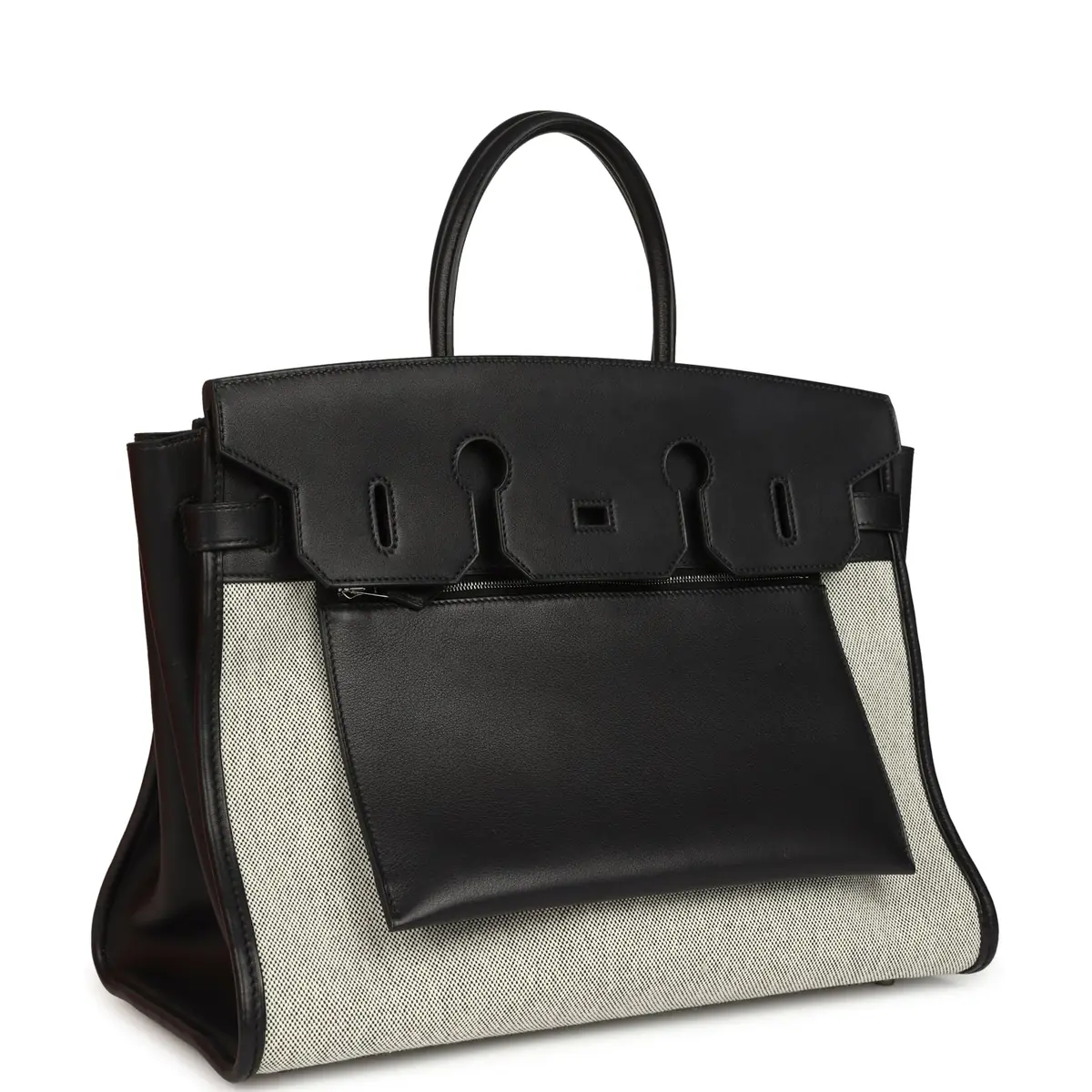 HERMÈS Hermes Birkin 35 A L'Envers Black-Ecru Toile H Canvas and Black Volupto Palladium Hardware | Thumbnail 2 HERMÈS Hermes Birkin 35 A L'Envers Black-Ecru Toile H Canvas and Black Volupto Palladium Hardware | Thumbnail 2