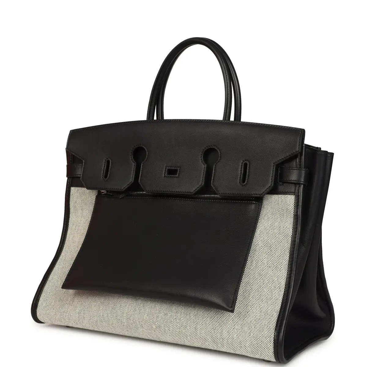 HERMÈS Hermes Birkin 35 A L'Envers Black-Ecru Toile H Canvas and Black Volupto Palladium Hardware | Thumbnail 5 HERMÈS Hermes Birkin 35 A L'Envers Black-Ecru Toile H Canvas and Black Volupto Palladium Hardware | Thumbnail 5