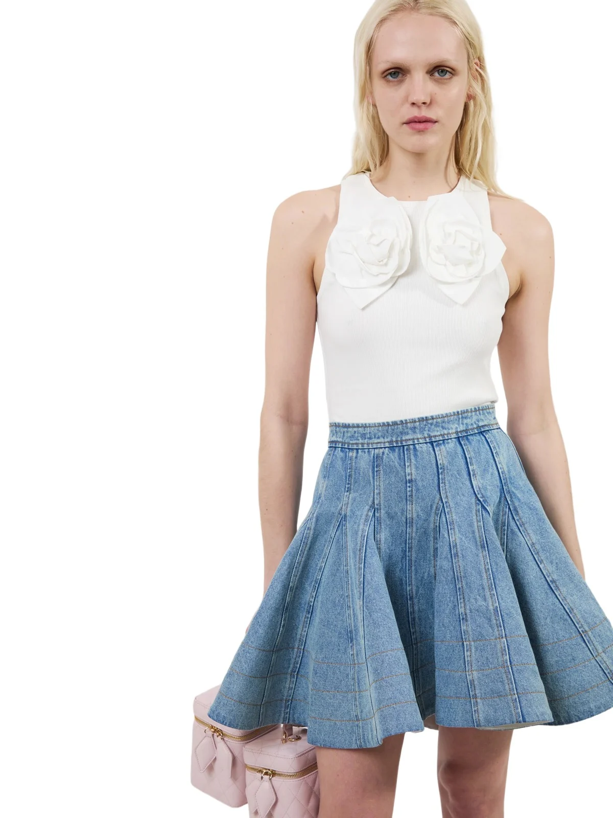 The Camille flower tank in white The Camille flower tank in white