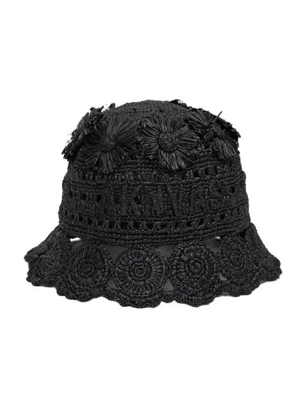 The Cass raffia bucket hat in black