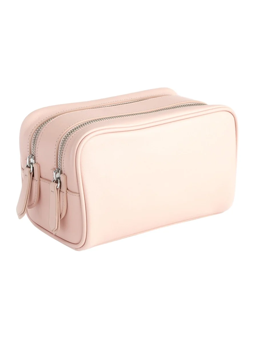 Monogrammed Double Zip Leather Toiletry Bag, Personalized Monogrammed Double Zip Leather Toiletry Bag, Personalized