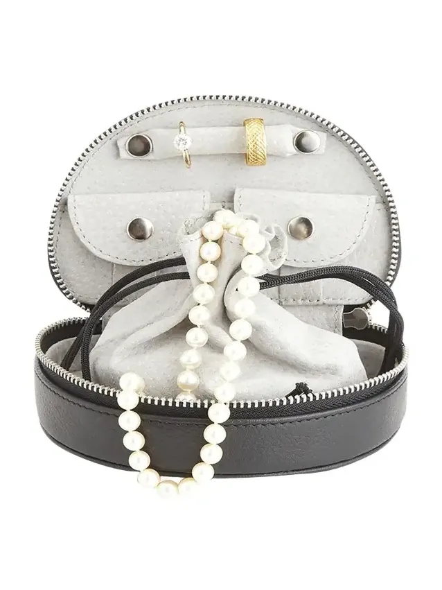 Personalized Leather Compact Jewelry Case