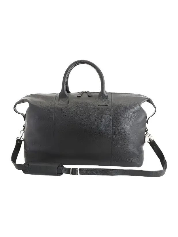 Monogrammed Leather Duffel Bag with Suitcase Handle Strap