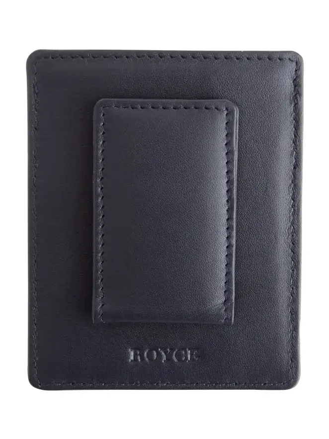 Royce New York Monogrammed Leather Magnetic Money Clip Wallet, Personalized