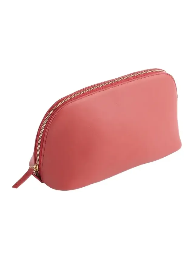 Monogrammed Large Leather Cosmetic Bag, Personalized Monogrammed Large Leather Cosmetic Bag, Personalized