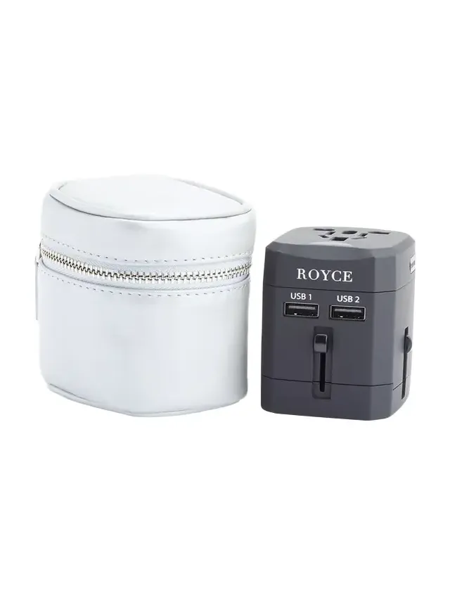 International Travel Adapter & Monogrammed Leather Case Set International Travel Adapter & Monogrammed Leather Case Set