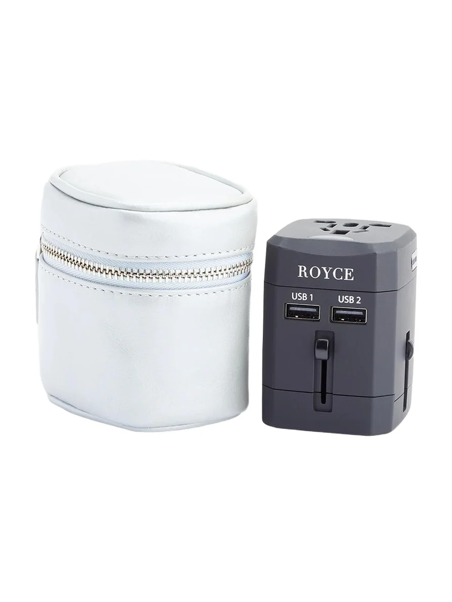 International Travel Adapter & Monogrammed Leather Case Set International Travel Adapter & Monogrammed Leather Case Set