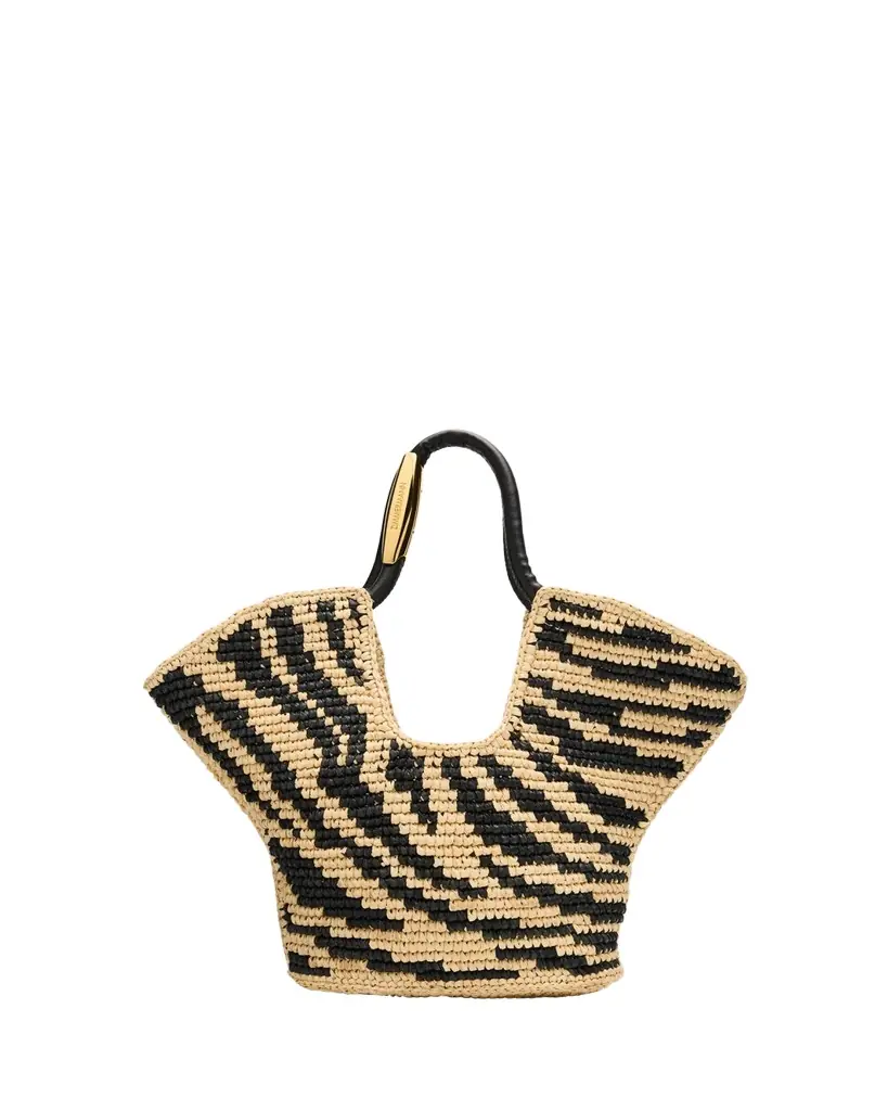 Zimmermann Goldentime Zebra Raffia Small Tote Bag | Image 1 Zimmermann Goldentime Zebra Raffia Small Tote Bag | Image 1