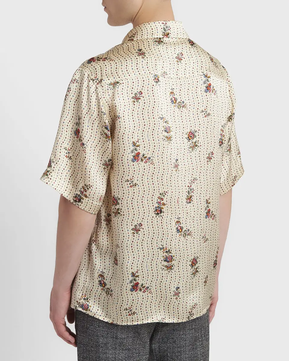 Valentino Garavani Men's Silk Papier Floral Boxy-Fit Bowling Shirt | Thumbnail 7 Valentino Garavani Men's Silk Papier Floral Boxy-Fit Bowling Shirt | Thumbnail 7