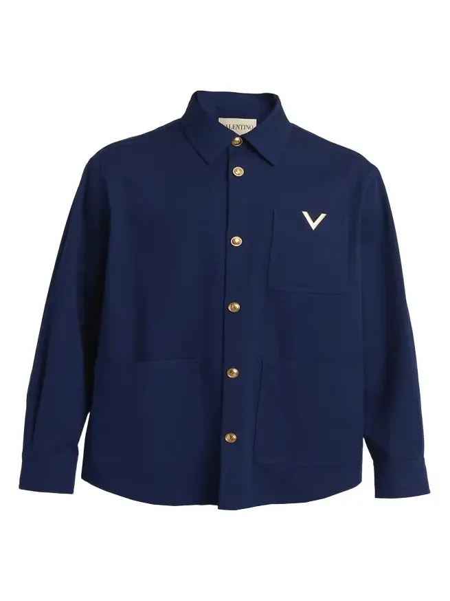Men's Cotton Gabardine Shirt Jacket with VGold Men's Cotton Gabardine Shirt Jacket with VGold