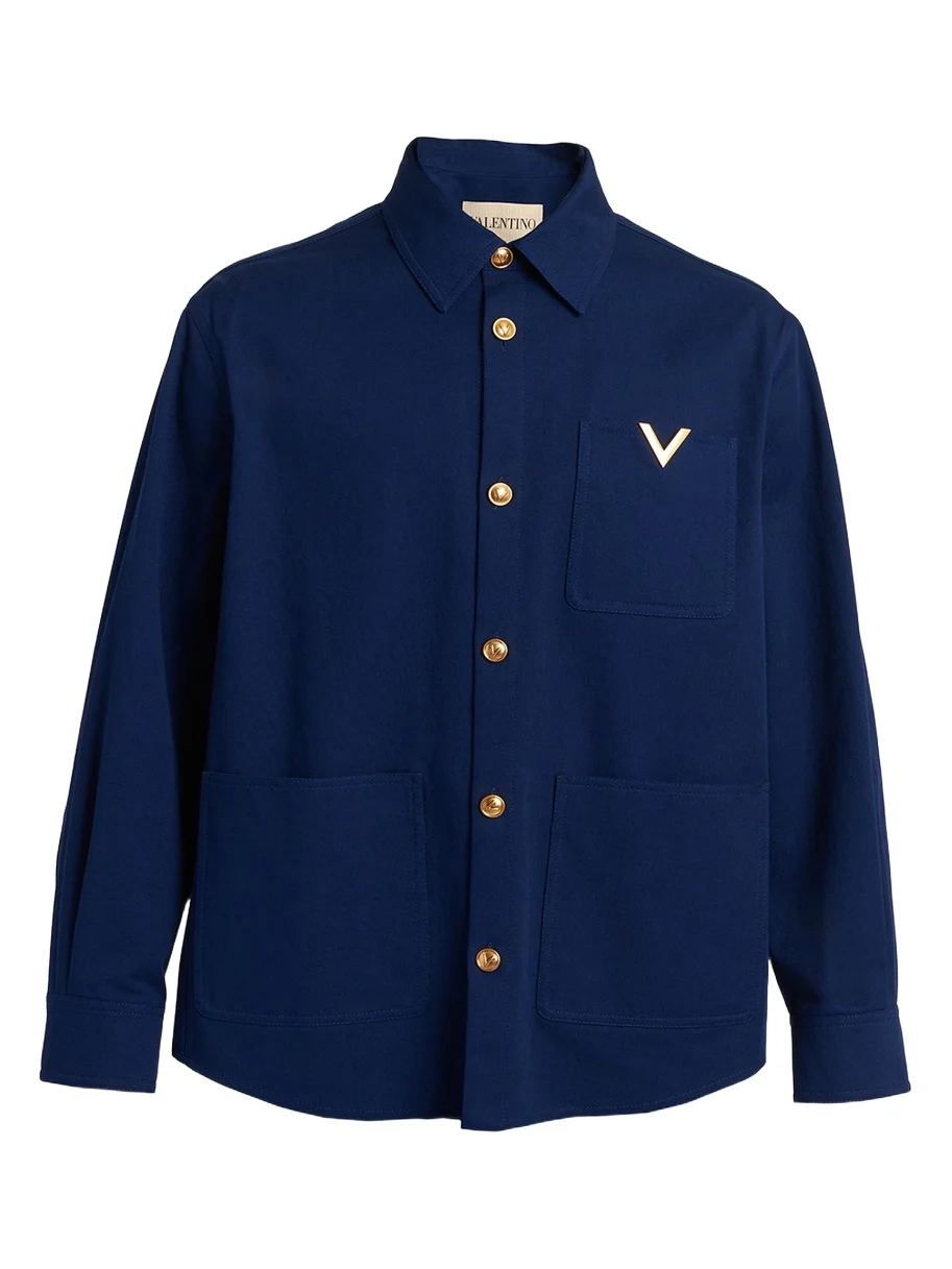 Men's Cotton Gabardine Shirt Jacket with VGold Men's Cotton Gabardine Shirt Jacket with VGold