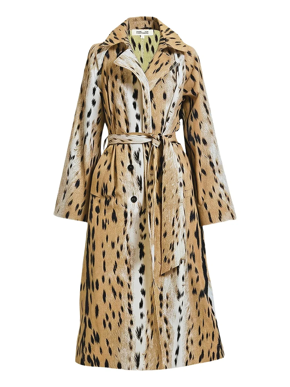 Diane von Furstenberg Kamirah Belted Animal-Print Trench Coat