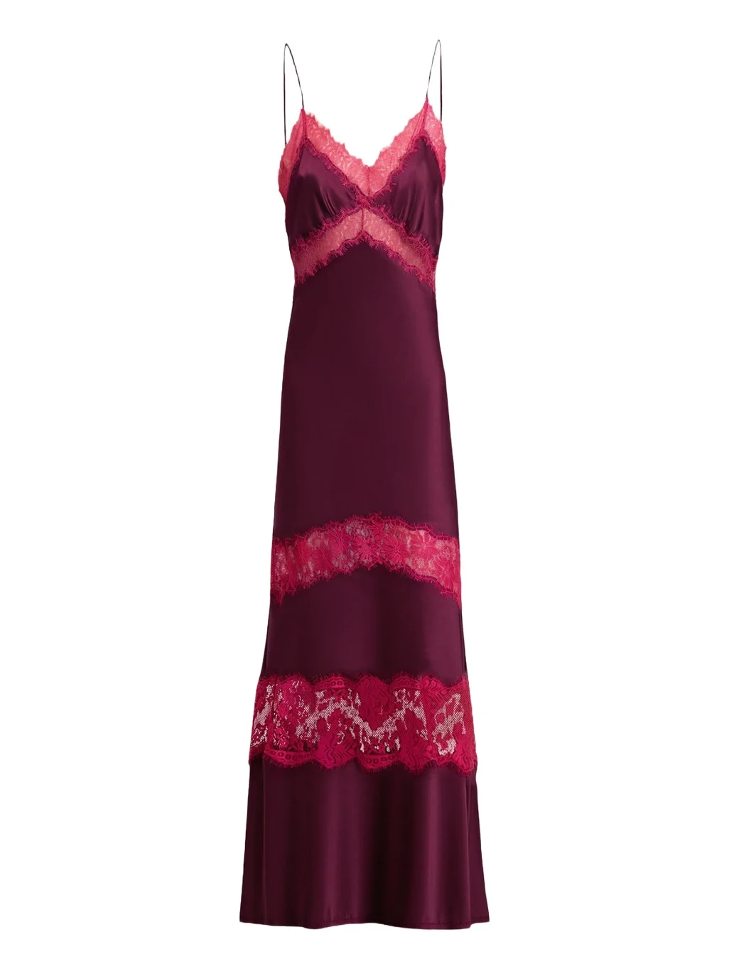 Diane von Furstenberg Eden Tiered Lace-Inset Maxi Slip Dress