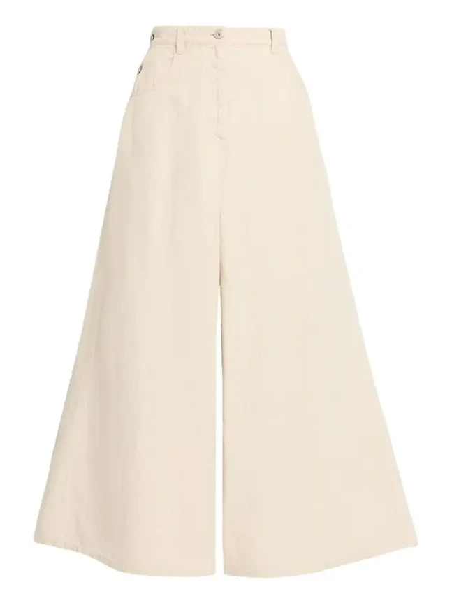 Garment Dyed Twill Maxi Wide-Leg Jeans