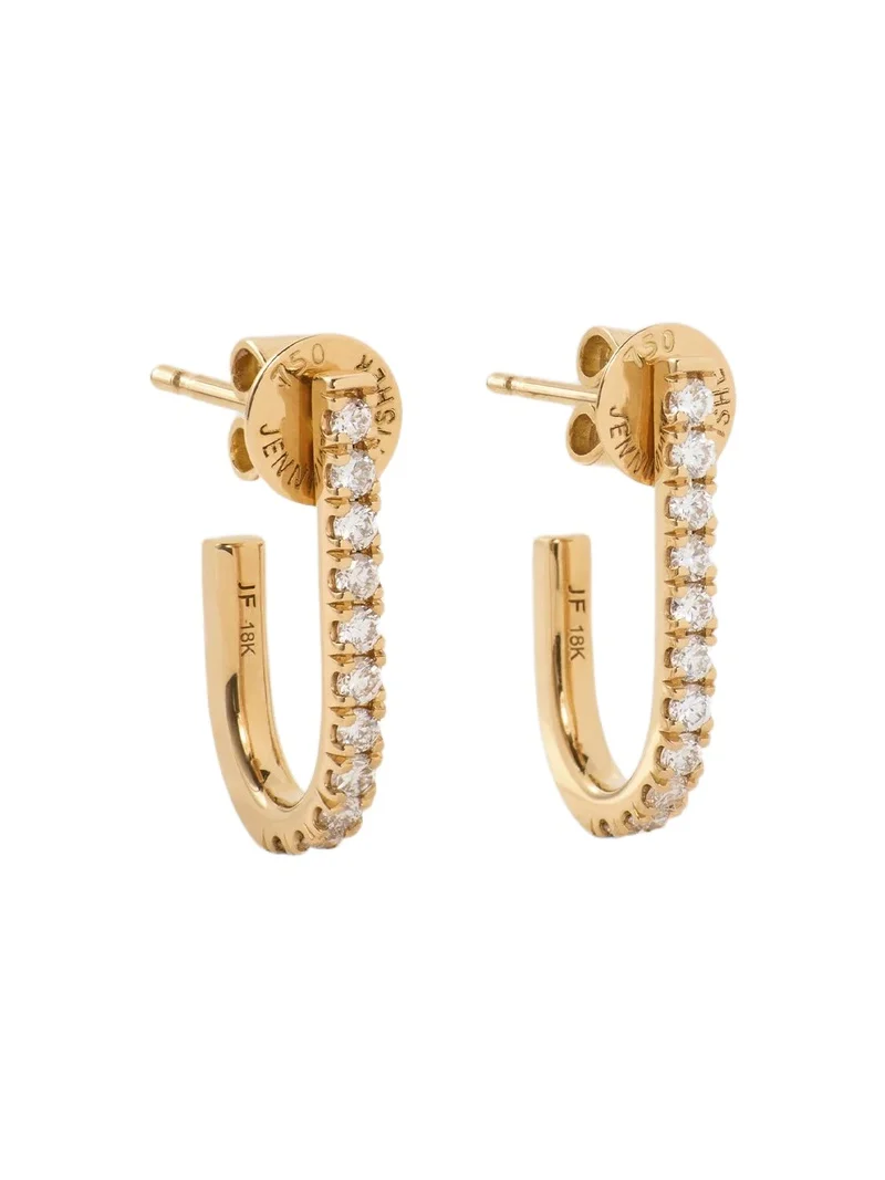 Medium Pavé Diamond Level Earring in 18K Yellow Gold Medium Pavé Diamond Level Earring in 18K Yellow Gold