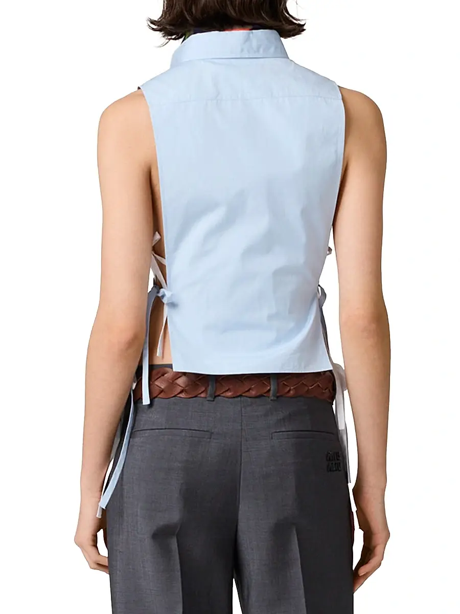 Miu Miu Women's Poplin Shirt - Blue | Thumbnail 3 Miu Miu Women's Poplin Shirt - Blue | Thumbnail 3