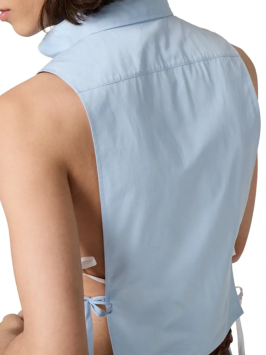 Miu Miu Women's Poplin Shirt - Blue | Thumbnail 4 Miu Miu Women's Poplin Shirt - Blue | Thumbnail 4