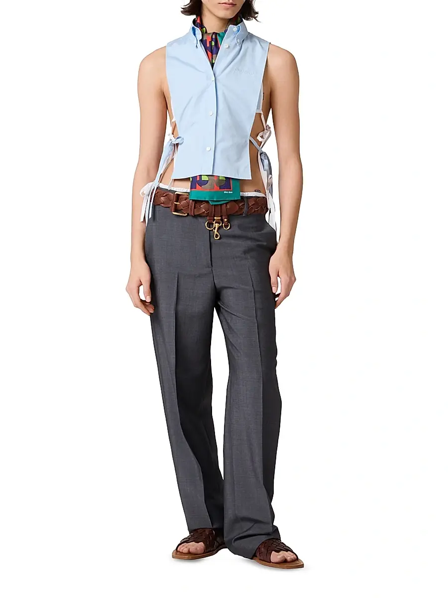 Miu Miu Women's Poplin Shirt - Blue | Thumbnail 6 Miu Miu Women's Poplin Shirt - Blue | Thumbnail 6
