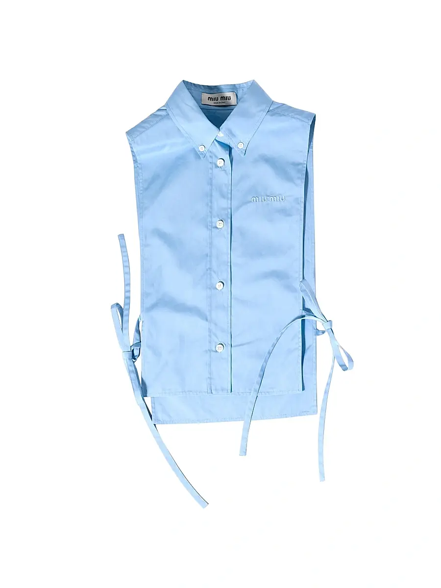 Miu Miu Women's Poplin Shirt - Blue | Thumbnail 7 Miu Miu Women's Poplin Shirt - Blue | Thumbnail 7