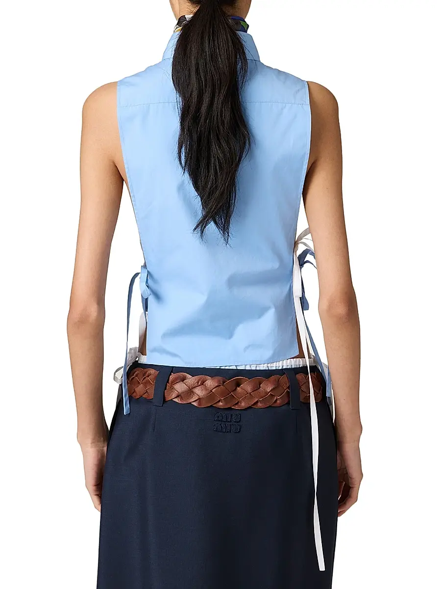 Miu Miu Women's Poplin Shirt - Blue | Thumbnail 9 Miu Miu Women's Poplin Shirt - Blue | Thumbnail 9