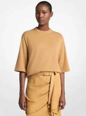 Michael Kors Collection Cashmere T-Shirt in Natural | Thumbnail 2 Michael Kors Collection Cashmere T-Shirt in Natural | Thumbnail 2