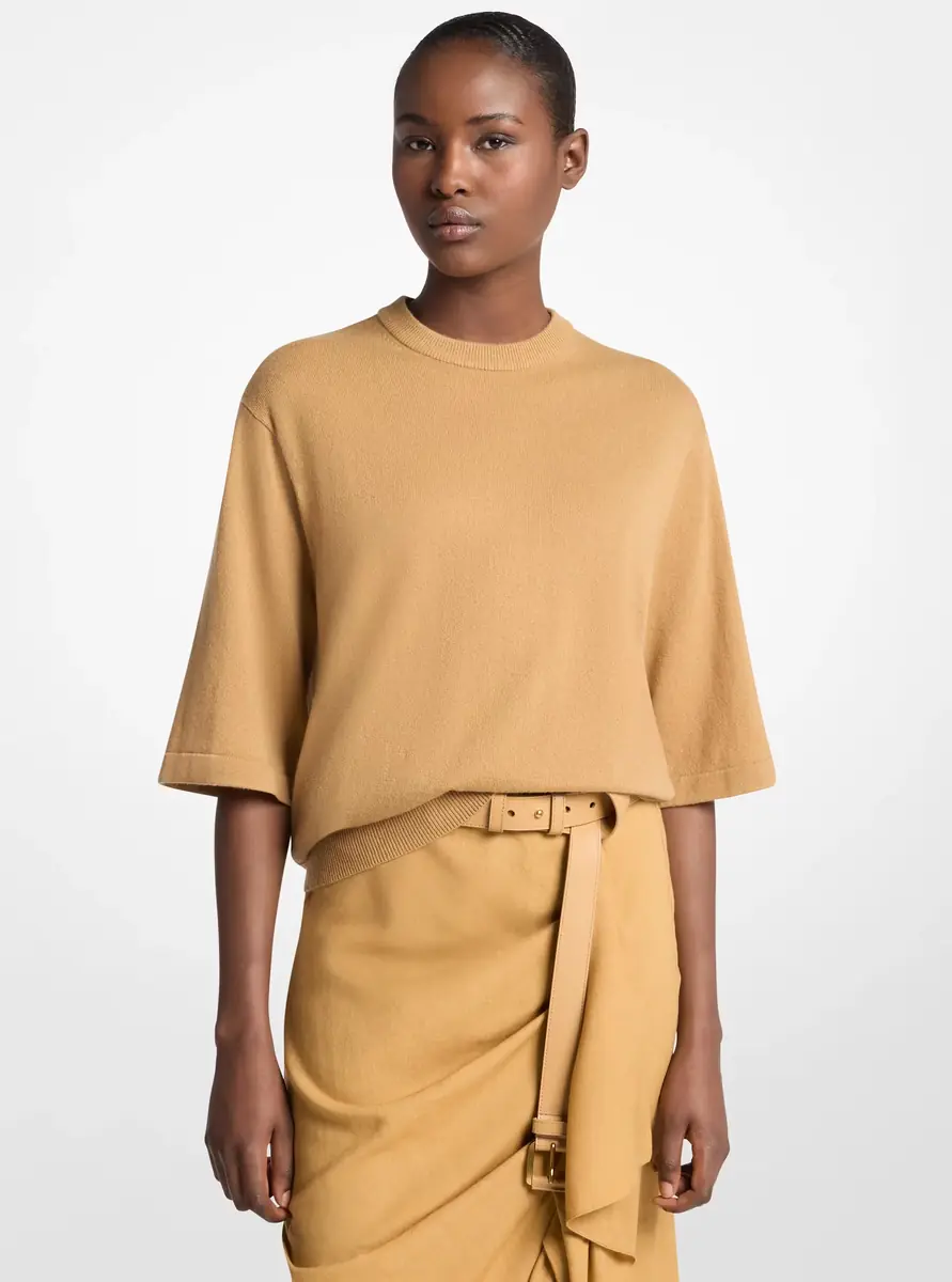Michael Kors Collection Cashmere T-Shirt in Natural | Thumbnail 12 Michael Kors Collection Cashmere T-Shirt in Natural | Thumbnail 12