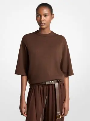 Michael Kors Collection Cashmere T-Shirt in Natural | Thumbnail 5 Michael Kors Collection Cashmere T-Shirt in Natural | Thumbnail 5