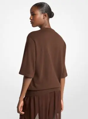 Michael Kors Collection Cashmere T-Shirt in Natural | Thumbnail 6 Michael Kors Collection Cashmere T-Shirt in Natural | Thumbnail 6