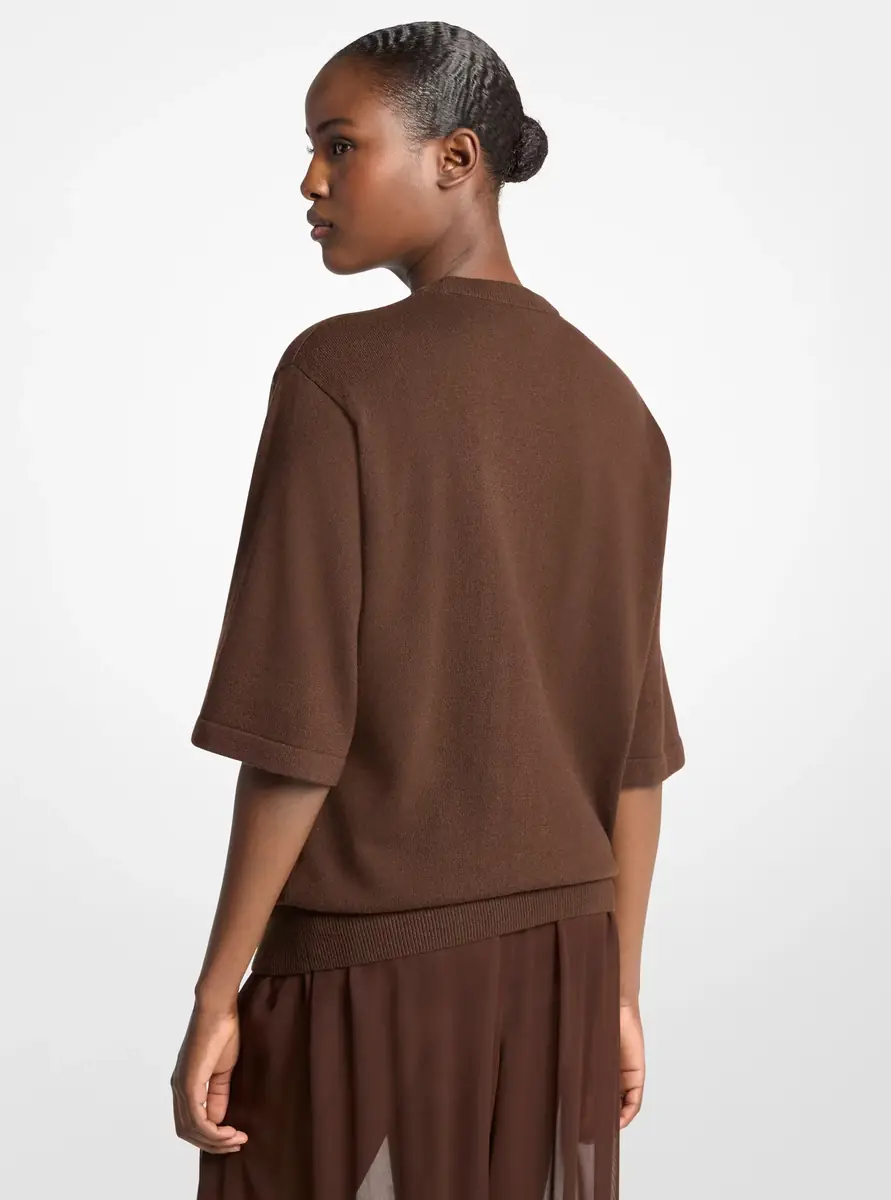 Michael Kors Collection Cashmere T-Shirt in Natural | Thumbnail 8 Michael Kors Collection Cashmere T-Shirt in Natural | Thumbnail 8