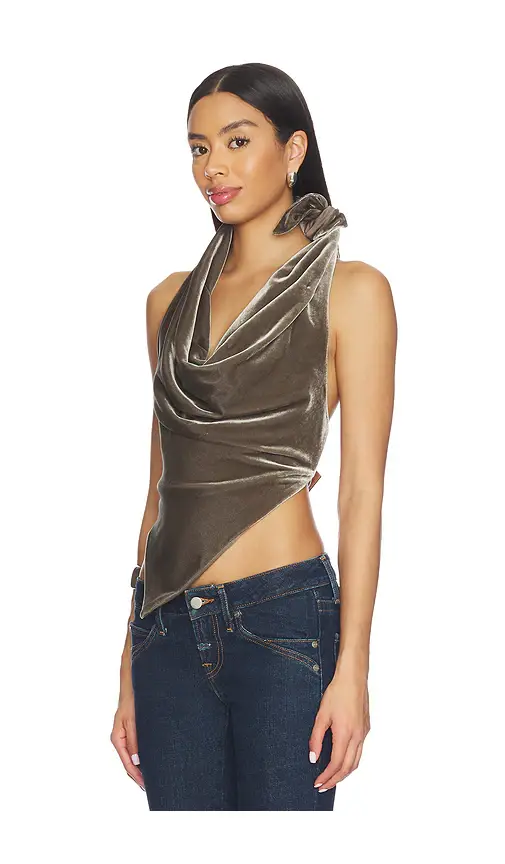 Monse Velvet Leather Strap Halter Top | Thumbnail 2