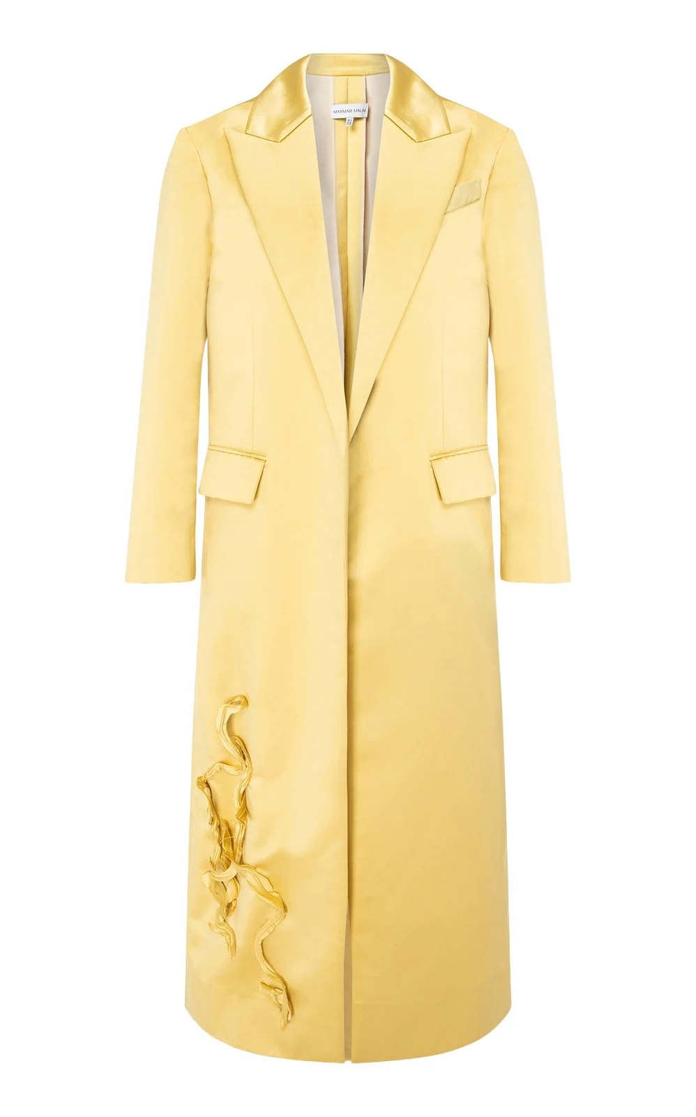 Ribbon-Appliquéd Satin Coat