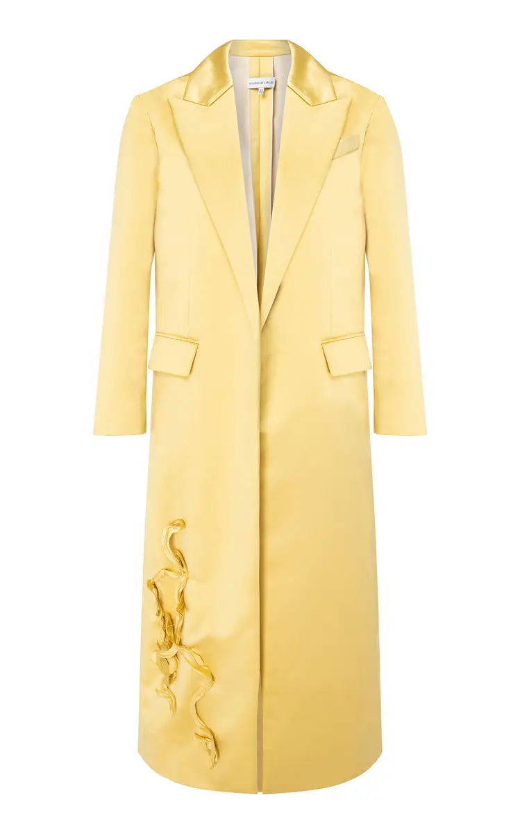 Marmar Halim Ribbon-Appliquéd Satin Coat