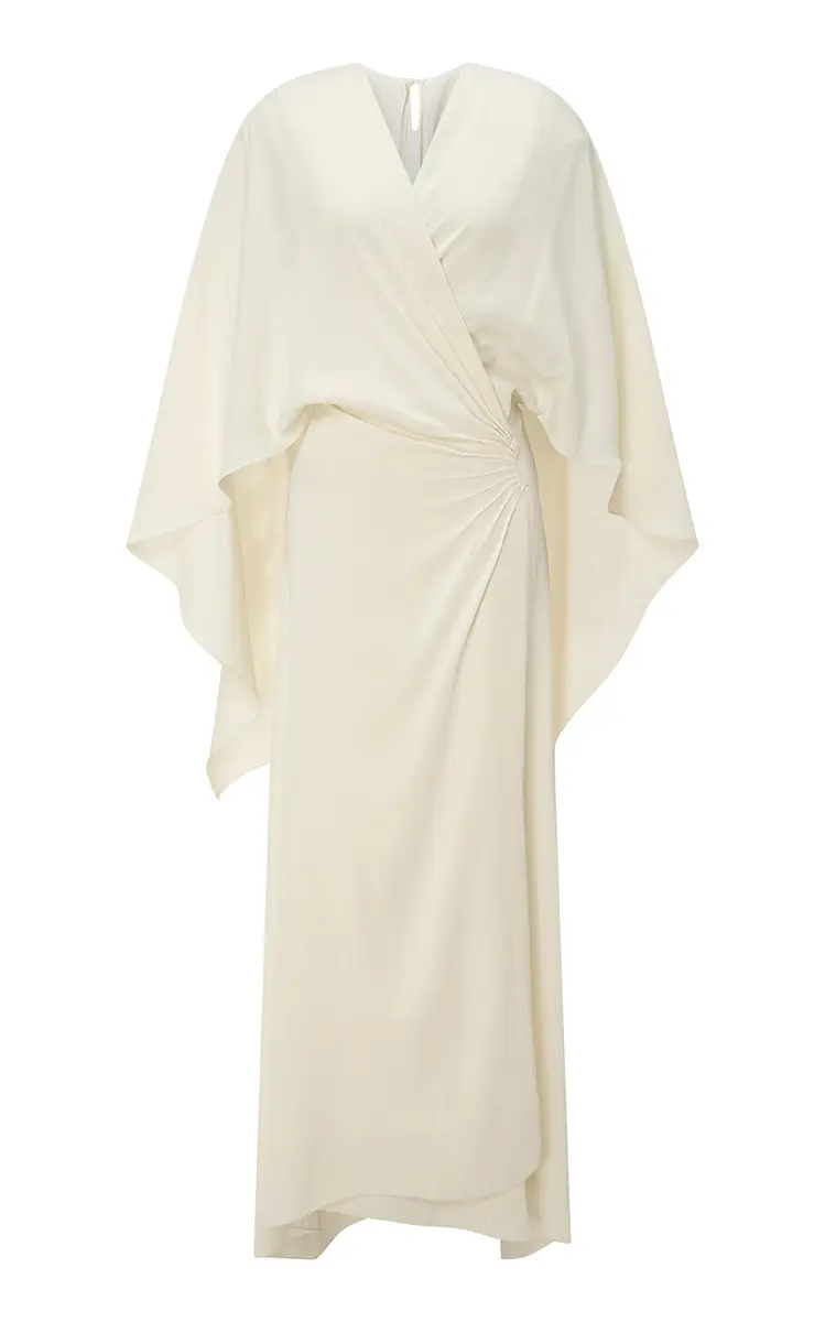 Marmar Halim Cape-Detailed Georgette Wrap Midi Dress | Image 1 Marmar Halim Cape-Detailed Georgette Wrap Midi Dress | Image 1