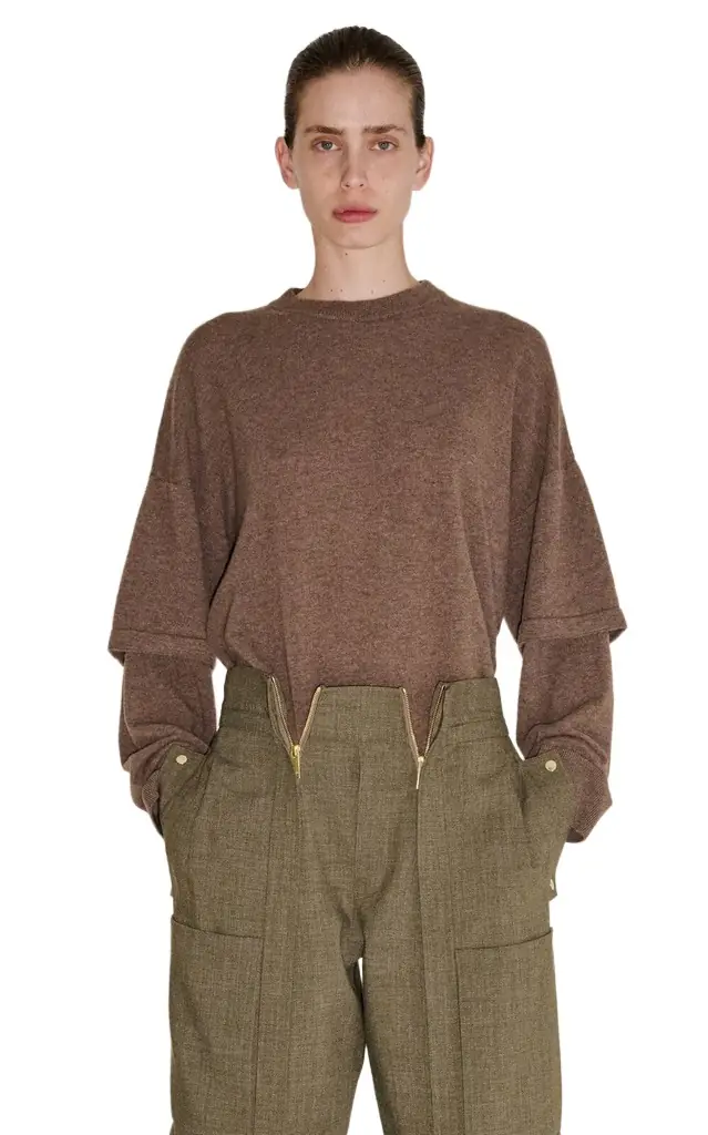 DARKPARK Troy Double-Sleeve Cashmere-Wool Top