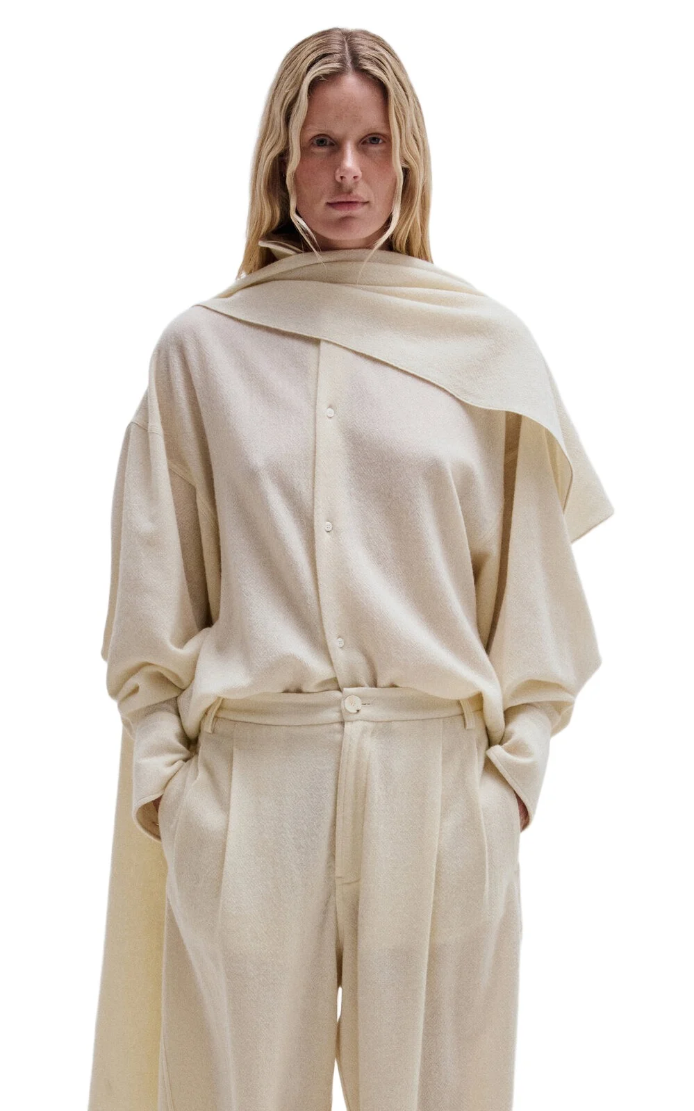 DARKPARK Georgia Cashmere-Wool Shirt with Detachable Scarf