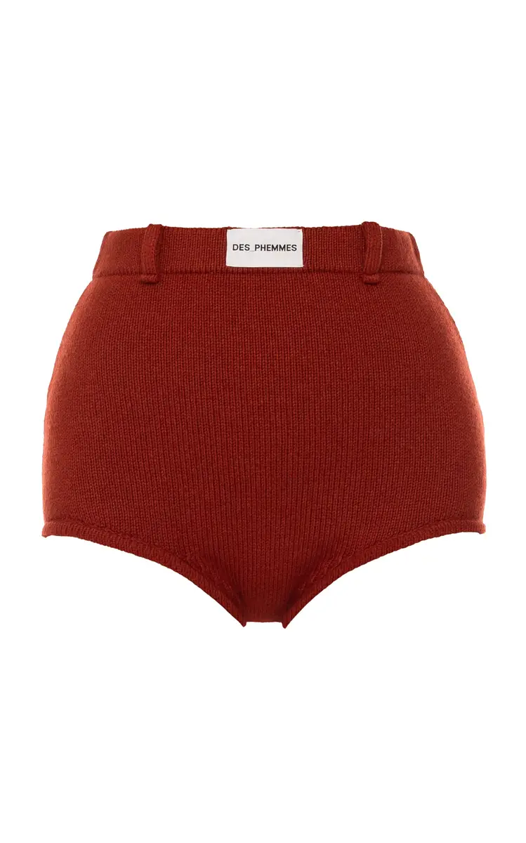 DES_PHEMMES Ribbed Knit Mini Shorts