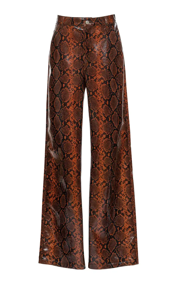 DES_PHEMMES Snake-Embossed Wide-Leg Pants
