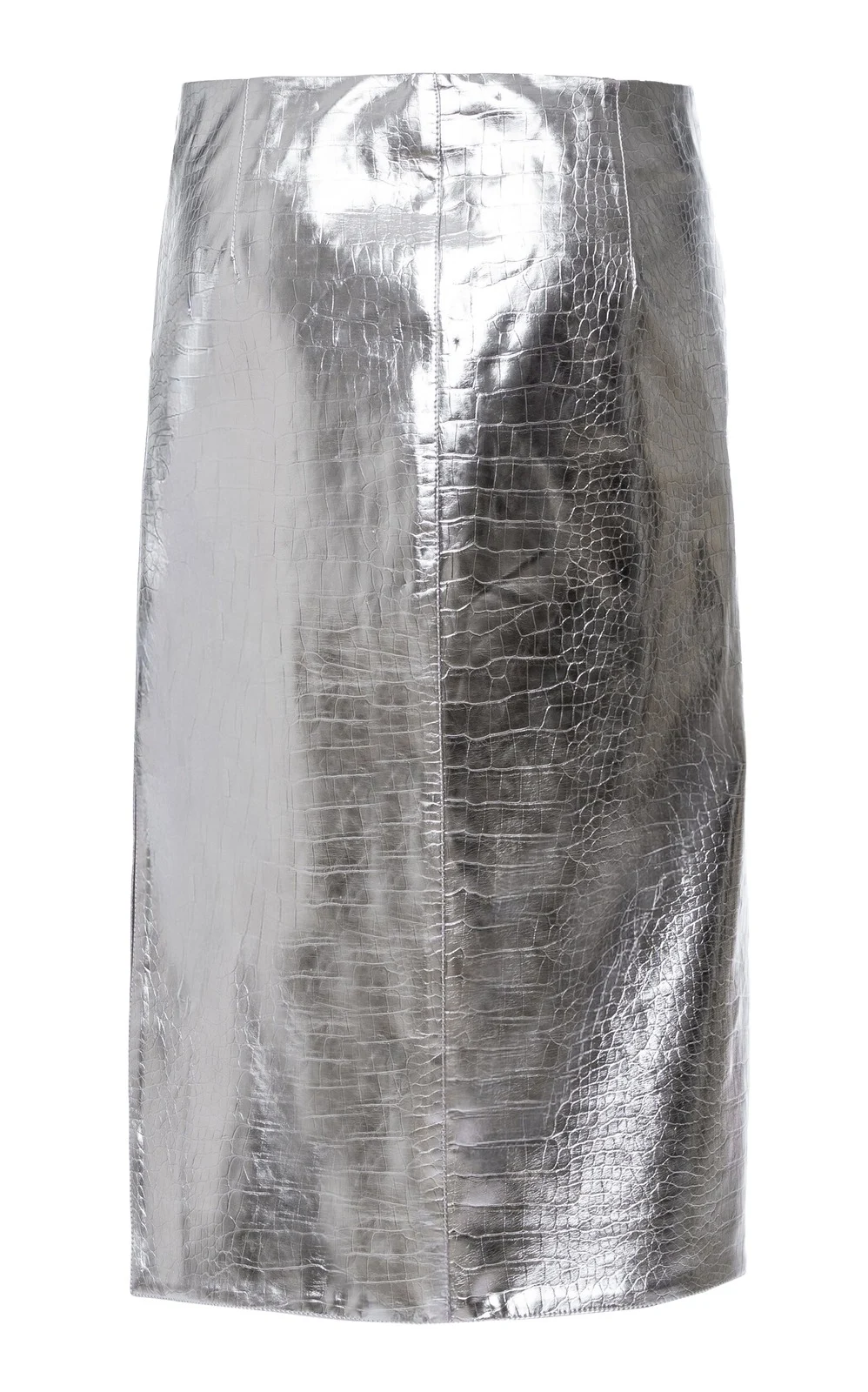 Croc-Embossed Faux Leather Knee-Length Skirt Croc-Embossed Faux Leather Knee-Length Skirt