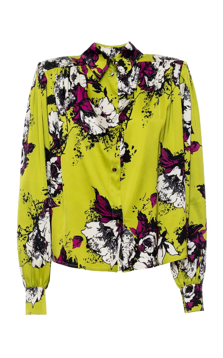 DES_PHEMMES 80s Printed Satin Top