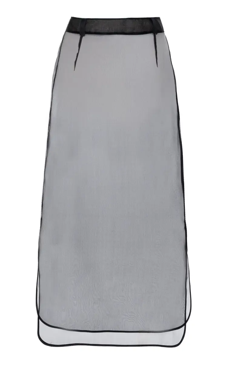 DES_PHEMMES Sheer Silk Midi Skirt