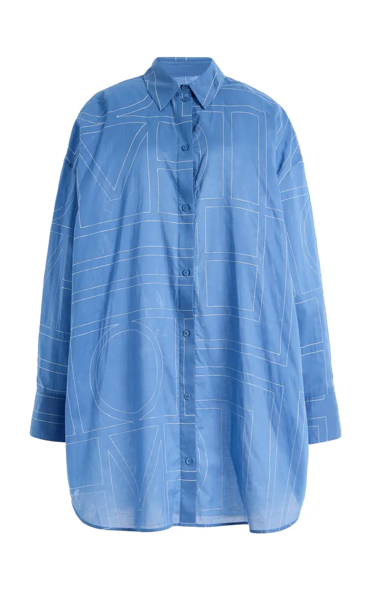 Toteme Monogram Cotton-Blend Long Summer Shirt Dress | Thumbnail 3 Toteme Monogram Cotton-Blend Long Summer Shirt Dress | Thumbnail 3