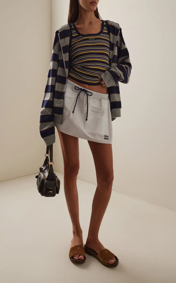 Miu Miu Striped Cotton Hoodie | Thumbnail 2