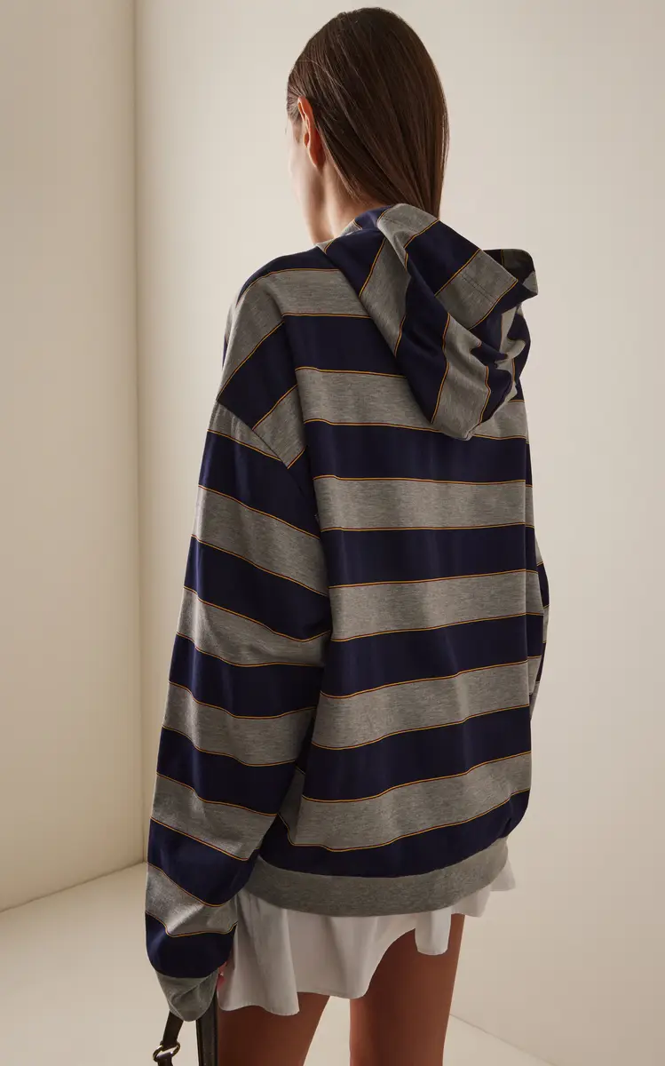 Miu Miu Striped Cotton Hoodie | Thumbnail 4